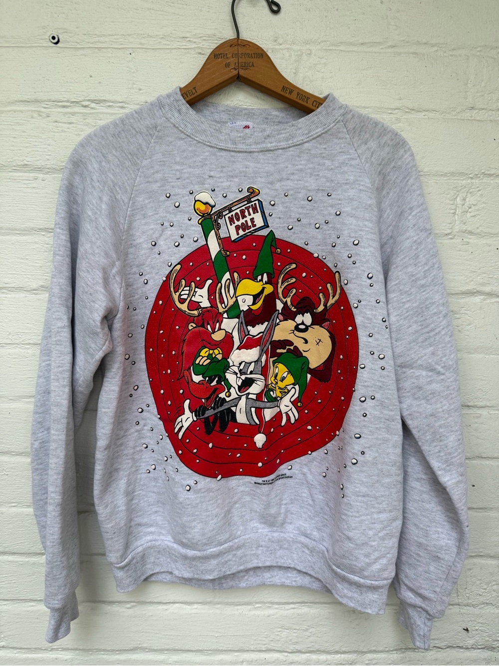 vintage 1990s Looney Tunes "North Pole" Christmas crewneck sweatshirt M Taz